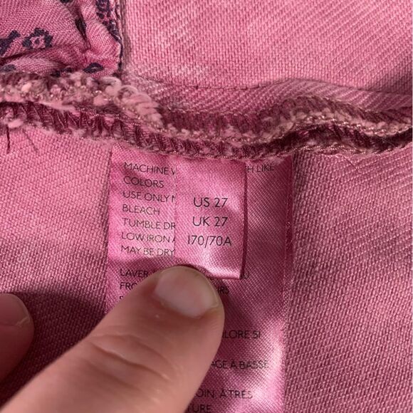 FREE PEOPLE Pink Asymmetrical Raw Hem Mini Skirt Waist Size 27 #754 - Picture 7 of 10